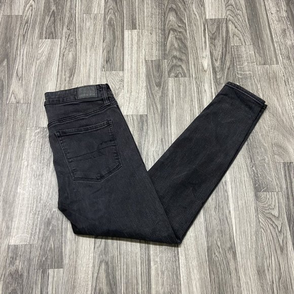 AMERICAN EAGLE Hi-Rise Jegging Skinny Leg Black Denim Jeans Women's Size 6 Short - Picture 13 of 13